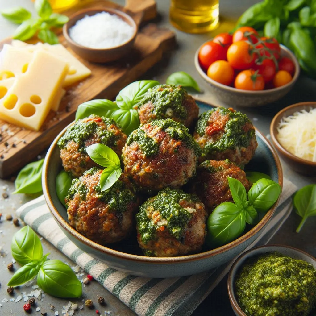 pesto meatballs